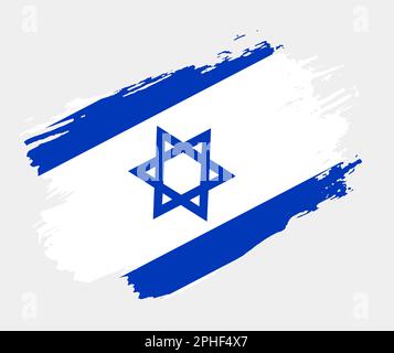 Künstlerische Grunge-Pinselflagge Israels isoliert auf weißem Hintergrund. Elegante Textur der Nationalflagge Stock Vektor
