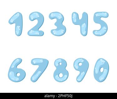 Eine Reihe von Zahlen von 0 bis 9. Bubble-Text. Vektordarstellung auf weißem Hintergrund Stock Vektor