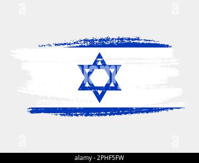 Künstlerische Grunge-Pinselflagge Israels isoliert auf weißem Hintergrund. Elegante Textur der Nationalflagge Stock Vektor