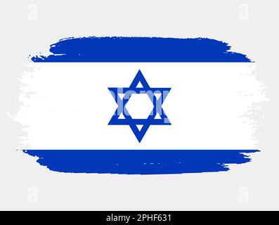 Künstlerische Grunge-Pinselflagge Israels isoliert auf weißem Hintergrund. Elegante Textur der Nationalflagge Stock Vektor