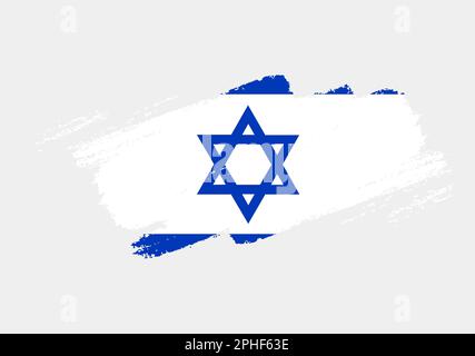 Künstlerische Grunge-Pinselflagge Israels isoliert auf weißem Hintergrund. Elegante Textur der Nationalflagge Stock Vektor