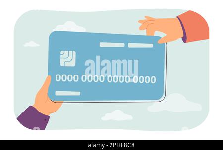 Hände eines Kunden mit einer großen Kreditkarte Stock Vektor