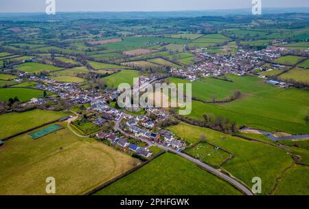 Luftfoto des Dorfes Culmstock, Devon in den Blackdown Hills Stockfoto