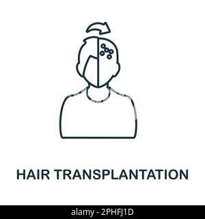 Symbol für Haartransplantationslinie. Elementzeichen aus der Transplantationsentnahme. Flaches Hair Transplantation Umriss Symbol für Webdesign, Infografiken Stock Vektor