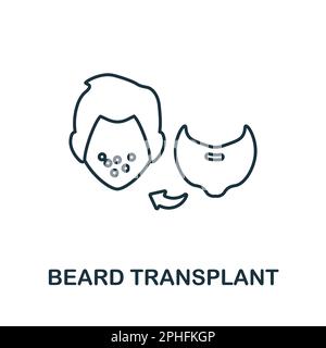 Symbol für die Barttransplantationslinie. Elementzeichen aus der Transplantationsentnahme. Symbolzeichen für Webdesign, Infografiken und „Flat Beard Transplant“ Stock Vektor