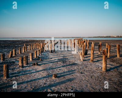 Kuyalnik-Mündung - Nordwestküste des Schwarzen Meeres, eine von einer Gruppe von Odesa-Ästuaren Stockfoto