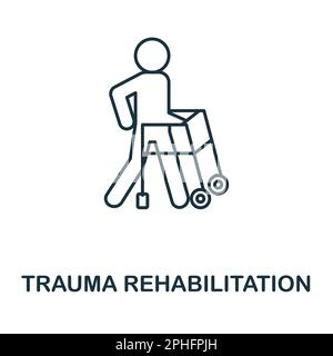 Symbol für die Linie der Traumarehabilitation. Monochromes Umrisssymbol für einfache Trauma-Rehabilitation für Vorlagen, Webdesign und Infografiken Stock Vektor