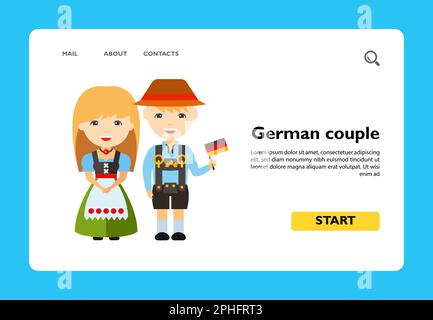 Ein deutsches Paar in Nationalkleiderikonen Stock Vektor
