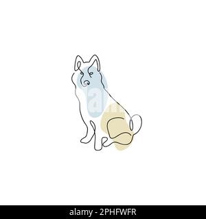 Chinesisches Zodiac-Symbol Hundezeichnung im Strichkunststil mit einer auf Weiß isolierten Boho-Farbe Stock Vektor