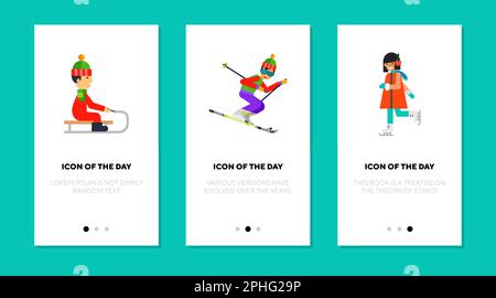 Wintersport flach Icon Set Stock Vektor