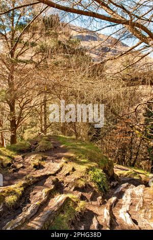 Glen Coe Highland Scotland Signal Rock Trail von der Spitze des Signalfelsens mit Blick auf die Berge Stockfoto