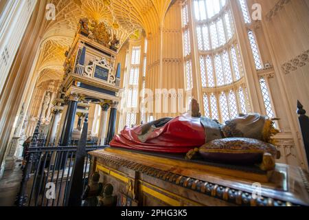 Margaret Douglas, Gräfin von Lennox Grab in Lady Chapel in Westminster Abbey. Die Kirche gehört zum UNESCO-Weltkulturerbe und befindet sich neben dem Palast des Westens Stockfoto