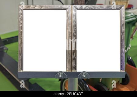 Zwei Leere Vertical Silver Frames Isolated Copy Space Stockfoto