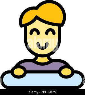 Jet lag-Symbol für Jungen. Outline Boy Jet lag Vektorsymbol für Webdesign isoliert auf weißem Hintergrund flach Stock Vektor