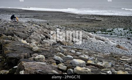 Llantwit Major Beach, Vale of Glamorgan, Wales im Winter Stockfoto