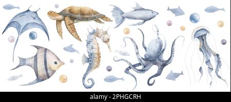 GORGECRAFT Fensteraufkleber Meerestiere - 16cm Bunte Unterwasserwelt