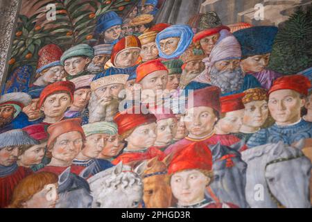 Benozzo Gozzolis Prozession der Magi-Fresken in der Medici-Kapelle im Palazzo Medici-Riccardi, Florenz Stockfoto