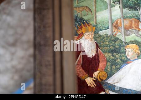 Benozzo Gozzolis Prozession der Magi-Fresken in der Medici-Kapelle im Palazzo Medici-Riccardi, Florenz Stockfoto