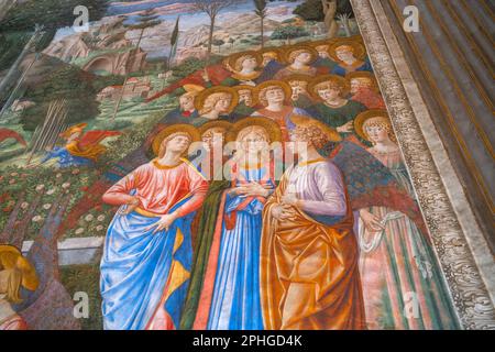 Benozzo Gozzolis Prozession der Magi-Fresken in der Medici-Kapelle im Palazzo Medici-Riccardi, Florenz Stockfoto