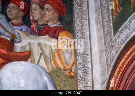 Benozzo Gozzolis Prozession der Magi-Fresken in der Medici-Kapelle im Palazzo Medici-Riccardi, Florenz Stockfoto