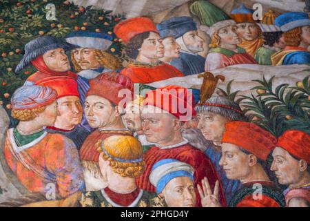 Benozzo Gozzolis Prozession der Magi-Fresken in der Medici-Kapelle im Palazzo Medici-Riccardi, Florenz Stockfoto