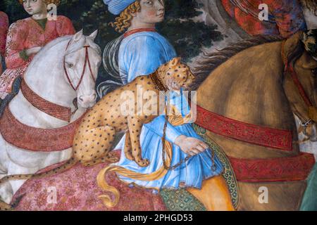 Benozzo Gozzolis Prozession der Magi-Fresken in der Medici-Kapelle im Palazzo Medici-Riccardi, Florenz Stockfoto