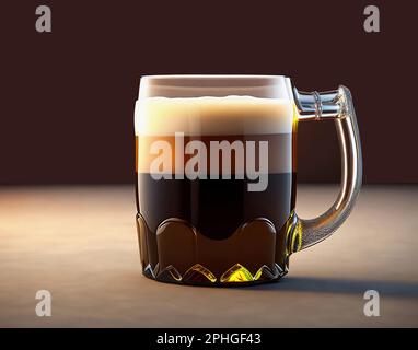 Becher Bier auf dunklem Hintergrund Stockfoto