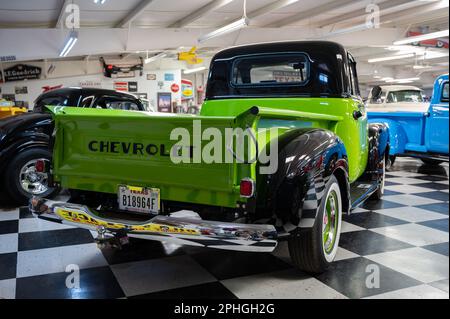 Detail eines alten klassischen amerikanischen Pickup-Lkws aus den 50s Jahren, ist ein Chevrolet Advance Design Stockfoto