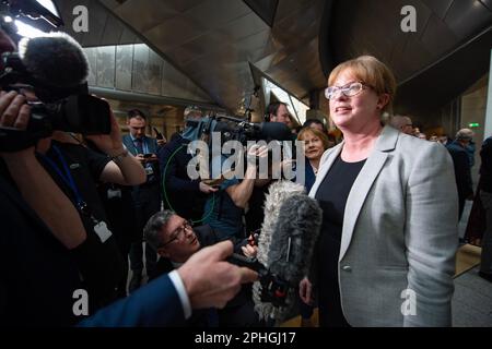 Edinburgh, Schottland, Großbritannien. 28. März 2023. ABBILDUNG: Humza Yousaf MSP wird zum nächsten Ersten Minister Schottlands gewählt. Kredit: Colin D Fisher/CDFIMAGES.COM Kredit: Colin Fisher/Alamy Live News Stockfoto