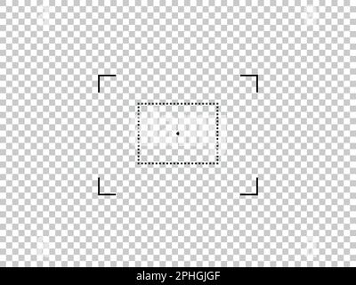 Logo-Vorlage mit Zielsymbol der Kamera. Sucherbildschirm der Fotokamera. Darstellung isolierter Vektoren. Stock Vektor