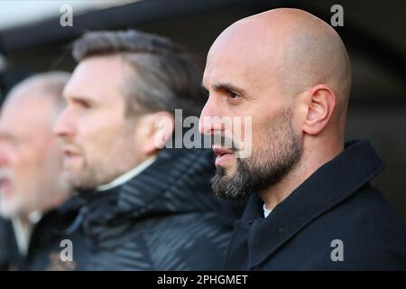 Sibiu, Rumänien. 28. März 2023. Fußball, U21 Männer: Internationale Wettkämpfe, Rumänien - Deutschland. Der deutsche Trainer Antonio Di Salvo vor dem Spiel. Kredit: Stefan Constantin/dpa/Alamy Live News Stockfoto