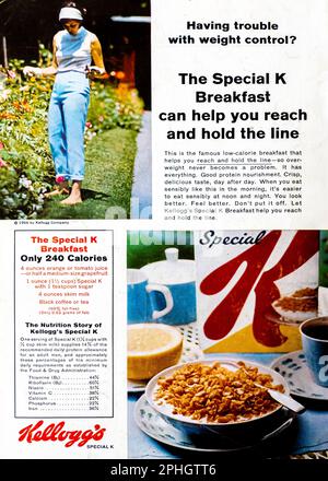 Kellog's Special K Breakfast Advert in einem NatGeo Magazin Juni 1966 Stockfoto