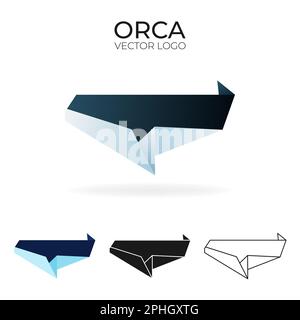 Origami-Vektorlogo und Symbol mit Orca. Stock Vektor
