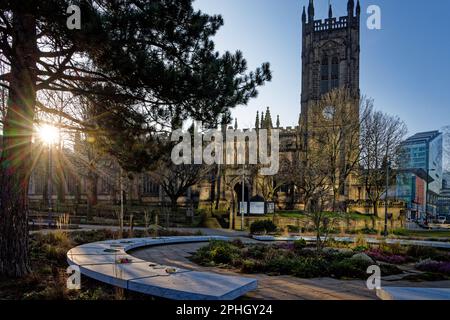 Manchester Cathedral und The Glade Stockfoto