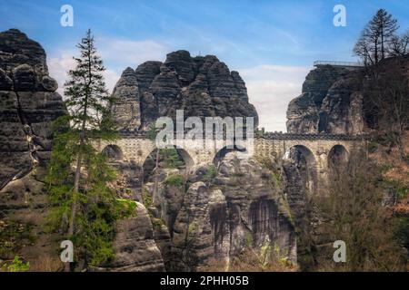 Bastei-Brücke, Sachsen, Schweiz, Sachsen, Deutschland Stockfoto