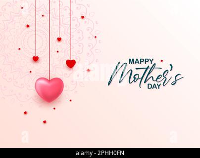 Hintergrund zum Muttertag mit rosa und roten Herzen Stock Vektor