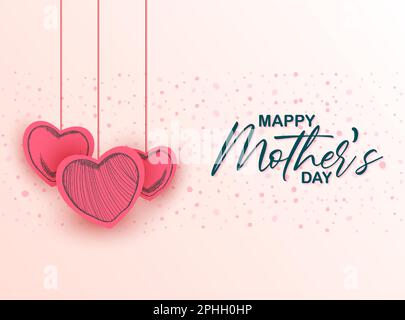 Hintergrundbild zum Muttertag mit handgezeichneten Herzen Stock Vektor