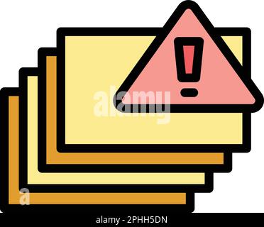 Warnung Symbol zum Drucken von Blättern. Konturwarnung Vektorsymbol für das Drucken von Blättern für das Webdesign isoliert auf weißem Hintergrund, flach Stock Vektor