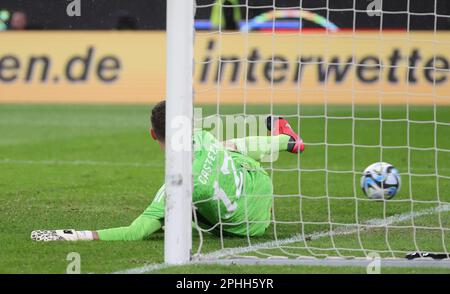 Köln, Deutschland. 28. März 2023. Der belgische Torwart Koen Casteels wurde während eines Freundschaftsspiels zwischen der deutschen Fußballnationalmannschaft und der belgischen Fußballnationalmannschaft Red Devils in Köln, Deutschland, am Dienstag, den 28. März 2023, fotografiert. BELGA PHOTO VIRGINIE LEFOUR Kredit: Belga News Agency/Alamy Live News Stockfoto