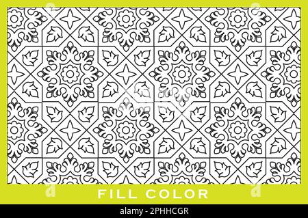 Geometrie Form Stil Motivvektor, Umriss, Füllfarbe, Fliesenmotiv, Geschirr Design Stock Vektor