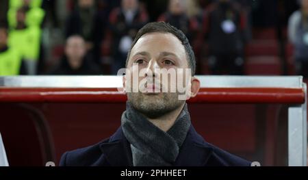 Köln, Deutschland. 28. März 2023. firo: 28.03.2023, Fußball: DFB-Nationalmannschaft, Männer-Landspiel, Männer, Freundschaftsspiel GER, Deutschland - Belgien, BEL Domenico Tedesco, halbe Zahl Kredit: dpa/Alamy Live News Stockfoto