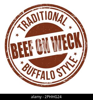 Beef on weck Grunge Gummistempel auf weißem Hintergrund, Vektordarstellung Stock Vektor