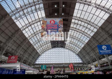 Hyper Japan Festival 2019, im Olympia in London. Es ist die größte Ausstellung zur Feier der japanischen Kultur in Großbritannien. Stockfoto