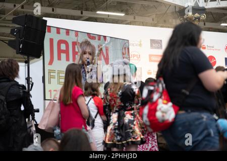 Hyper Japan Festival 2019, im Olympia in London. Es ist die größte Ausstellung zur Feier der japanischen Kultur in Großbritannien. Stockfoto