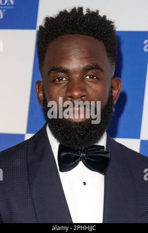 London, Vereinigtes Königreich 28. März, 2023. Jimmy Akingbola wurde bei den Royal Television Society (RTS) Programme Awards 2023 im Grosvenor House Hotel fotografiert. Kredit: Alan D West/EMPICS/Alamy Live News Stockfoto