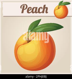 Pfirsichfrucht. Cartoon-Vektorsymbol. Eine Reihe von Speisen und Getränken und Zutaten zum Kochen Stock Vektor