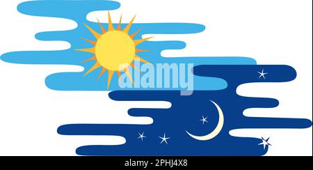 Tag und Nacht oder von morgens bis abends; ein Konzept. Stock Vektor