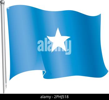 National Flag of Somalia, Waving – eine Adobe Illustrator 6,0-Datei; alle Überblendungen können vollständig bearbeitet werden. Stock Vektor