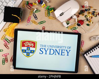 Bayern, Deutschland. 31. Dezember 2015. In dieser Fotoabbildung wird das Logo der University of Sydney auf einem Tablet angezeigt. (Kreditbild: © Igor Golovniov/SOPA Images via ZUMA Press Wire) NUR REDAKTIONELLE VERWENDUNG! Nicht für den kommerziellen GEBRAUCH! Stockfoto