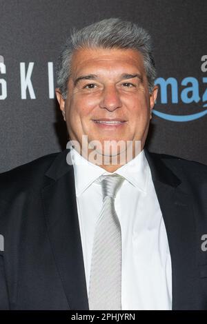 Warschau, Polen. 28. März 2023. Joan Laporta bei der Premiere des Dokumentarfilms „Lewandowski - Nieznany“ am 28. März 2023 in Warschau, Polen. (Foto: Foto Olimpik/NurPhoto) Kredit: NurPhoto SRL/Alamy Live News Stockfoto